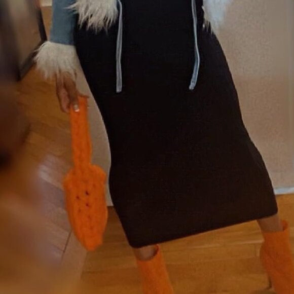 Neiman Marcus Orange Handmade Woven Knit Satchel Purse - Picture 2 of 3